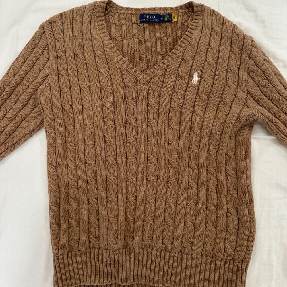 Ralph Lauren Cable V neck sweater brown